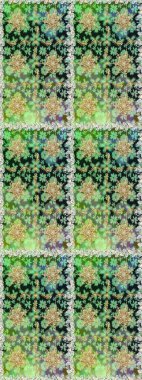 Tekrarlayan elementlerle kusursuz soyut arkaplan. Yeşil ve altın desenli. Zarif raster klasik desen.