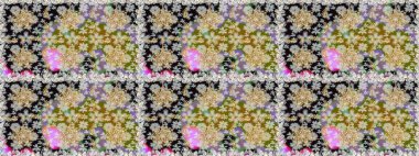 Kusursuz çiçek deseni. Kusursuz raster arka plan. Gri renklerde grafiksel, modern, pürüzsüz desen. Duvar kâğıdı barok, İspanyol kumaşı.