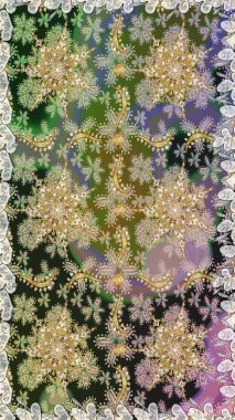 Kusursuz altın desen. Raster oryantal süs. Altın elementlerle gri renklerde altın desen.