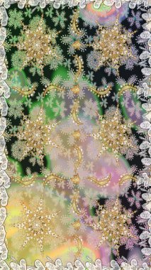 Tarafsız renklerde altın rengi ve altın elementler üzerinde altın pürüzsüz desen. Kusursuz damaske klasik altın desen. Raster illüstrasyonu. Tekrarlayan ögelerle soyut arkaplan Raster.