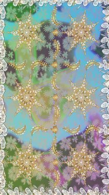 Barok tarzında kusursuz bir doğulu süsü. Raster geleneksel altın pürüzsüz desen nötr renkler üzerinde.