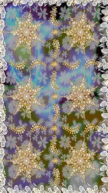 Barok tarzında kusursuz bir doğulu süsü. Raster geleneksel altın pürüzsüz desen gri renklerde.