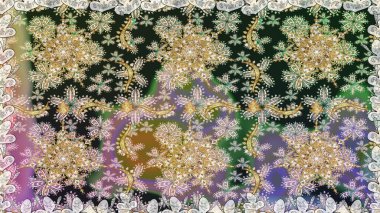 Gri renklerdeki altın elementler. Geleneksel klasik raster altın pürüzsüz desen. Barok tarzında kusursuz bir doğulu süsü..