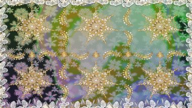 Tarafsız renklerde, altın elementlerle klasik, pürüzsüz desen. Noel 2019, kar tanesi, yeni yıl.