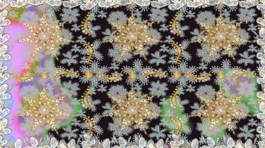 Barok tarzında kusursuz bir doğulu süsü. Raster geleneksel altın pürüzsüz desen gri renklerde.