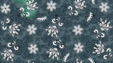 Yeşil ve mavi renkte çiçekler. Sevimli çiçek raster deseni. Renkli Bahar Teması eskiz kalıbı. Düz Çiçek Elementleri Tasarımı.