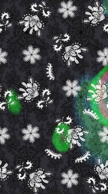 Hediye ambalaj kağıdı, tebrik kartları, posterler ve pankart tasarımı. Raster düz çiçek çizim deseni. Gri ve yeşil renkte çiçekler.