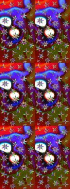 Şirin çiçek elementleri. Kahverengi ve kırmızı renkte çiçekler. Raster illüstrasyonu. Çizim.