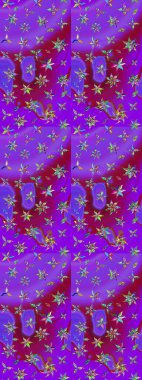 Elle boyanmış suluboya resim çizimleri, çiçekler ve bitkiler. Mor ve mor renkte çiçekler.