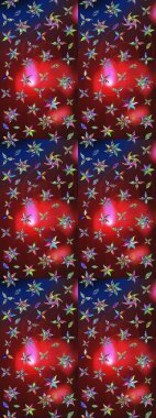 Çiçekli karalama şeklinde Raster çiçek deseni. Kibar, bahar çiçekleri kırmızı ve kahverengi renklerde. Raster illüstrasyonu.