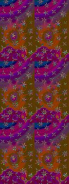 Çiçekli çiçek deseni, suluboya. Mor ve kahverengi renkli çiçekler. Renkli Bahar Teması çizim kalıbı. Düz Çiçek Elementleri Tasarım Raster illüstrasyonu.