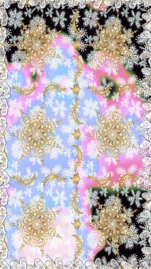 Kusursuz klasik altın desen. Tarafsız ve gri renklerdeki altın desenli altın elementler. Raster geleneksel oryantasyon süsü.