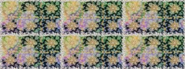 Parlak dantel, stilize çiçekler, şal desenli. Tarz arabesk. Kusursuz altın desenli bukleler. Raster. Hassas altın deseni açın. Gri ve nötr renklerde altın elementlerle kusursuz desen.