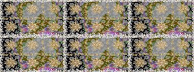 Raster Golden Mehndi kusursuz desen. Gri ve nötr renklerde desen. Kına dövmeli süs çiçekleri, altın çıkartmalar, mehndi ve yoga tasarımı, kartlar ve parmak izleri..