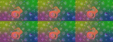 Egzotik çiçekler, yeşil ve mavi renkler üzerine botanik ve parlak klasik doğa. Klasik tropikal doğal elementlerin suluboya seti. Raster illüstrasyonu.