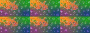 Raster illüstrasyonu. Eskiz stili yeşil ve mavi renkler. El yapımı çiçek ve bitki koleksiyonu. Raster illüstrasyonu. Şirin karalamalı çiçek deseni çiz..