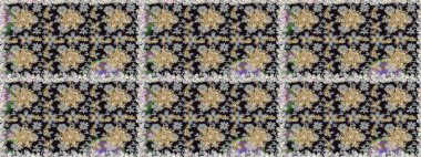 Çiçek desenli altın metal. Kusursuz altın desen. Raster altın çiçek süsü brokar kumaş ve cam desenli. Altın elementli gri ve nötr renkler.