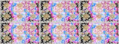 Çiçek kiremitleri. Tarafsız ve gri renklerdeki altın desenli altın elementler. Raster altın tekstil baskısı. İslam tasarımı. Kusursuz desenli oryantal süs.