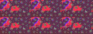 Karalama çiçekleri çizim kalıbı. Sanat ilham verici ve pembe renkli çiçekler ve arkasında izler bırakıyor. Kahverengi ve pembe el çizimi desen. Raster deseni.