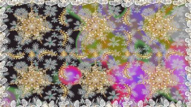 Doğu tarzı arabesk tarzında altın elementler. Kusursuz altın desenli bukleler. Raster altın pürüzsüz desen. Gri ve nötr renklerde pürüzsüz desen.