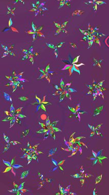 Raster - stok. Mor ve yeşil çiçekli eskiz deseni, suluboya çiçek deseni, sevimli çiçek, duvar kağıdı, kart veya kumaş için fayanslı.