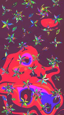 Raster güzel bir çiçek deseni çizmiş. Bahar mevsimi. Tatil havası. Nazik romantik baskı. Kahverengi ve pembe renkte çiçekler.