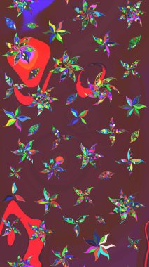 Çiçek arkaplanlı soyut zarafet eskiz deseni. Raster Güzel kumaş deseni.