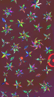 Çiçek duvar kâğıdı. Renkli çizim kalıbı. Raster illüstrasyonu. Çiçek arkaplan. Kahverengi ve yeşil renkli şirin tekstil.