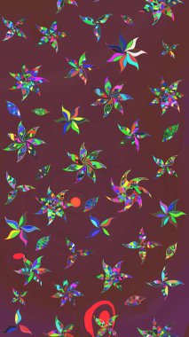 Raster suluboya çiçek deseni, narin çiçekler, kahverengi ve yeşil çiçekler, tebrik kartı şablonu. Raster Güzel kumaş deseni.