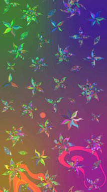 Raster illüstrasyonu. Güzel kumaş deseni. El çizimi. Çiçekler, dallar, otlar ve çiçekler.