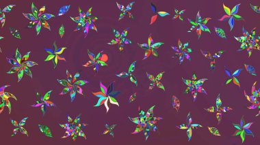 Raster illüstrasyonundaki çiçek desenli çizim. Kahverengi ve mor renklerde. Güzel kumaş deseni. Raster illüstrasyonu.