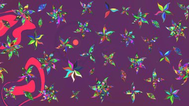 Raster illüstrasyonu. Çizim çiçek deseni duvar kâğıdı olarak kullanılabilir. Mor ve pembe renkte çiçekler.