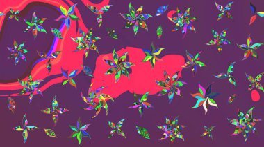 Mor ve pembe renkli güzel bir tekstil. Suluboya çiçekli çiçek deseni. Raster illüstrasyonu.