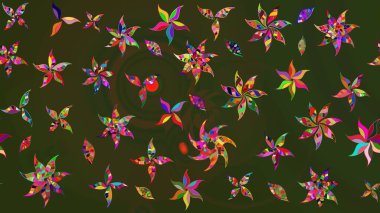 Yeşil ve gri renkli çiçekler. Çizim çiçek deseni duvar kâğıdı olarak kullanılabilir. Raster illüstrasyonu.