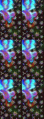 Küçük renkli çiçekler. Moda baskıları için zarif bir şablon. Robot resim. Çiçekli bahar çiçekleri. Küçük çiçekte güzel bir desen. Motley illüstrasyonu.