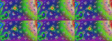 Motley illüstrasyonu. Çiçekli bahar çiçekleri. Küçük çiçekte güzel bir desen. Moda baskıları için zarif bir şablon. Küçük renkli çiçekler..