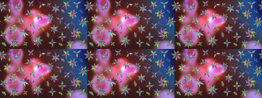 Hediye ambalaj kağıdı, tebrik kartları, posterler ve pankart tasarımı. Kahverengi ve mavi renkli çiçekler. Raster düz çiçek çizim deseni.