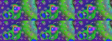 Asya tekstil tarzında. Raster illüstrasyonu. Güzel kumaş deseni. Düz Çiçek Elementleri Tasarımı. Renkli Bahar Teması eskiz kalıbı. Çiçek desenini çiz.