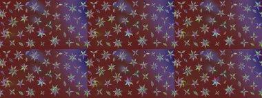 Kahverengi ve mor renkli etnik çiçeklerle süslenmiş zarif bir eskiz şekli. Asya Tekstil 'inde Raster Çiçek İllüstrasyonu.