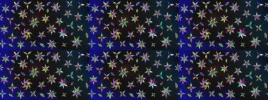 Raster illüstrasyonundaki çiçek desenli çizim. Gri ve mavi renkte çiçekler.