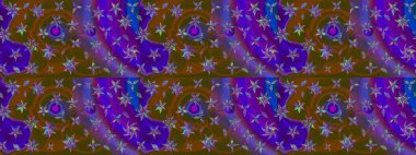 Raster illüstrasyonundaki çiçek desenli çizim. Kahverengi ve mor renkte çiçekler.