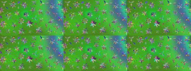 Varicologreen ve Blue Raster çizim çizimi. Bir sürü yeşil ve mavi soyut çiçekli tropik eskiz deseni. Küçük çiçekte sevimli çiçek deseni var..