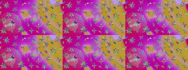 Raster illüstrasyonundaki çiçek desenli çizim. Suluboya tarzında mor ve mor renkte çiçekler.