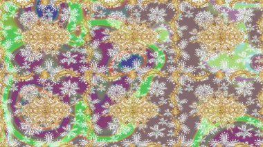 Tarafsız renkler ve altın elementler. Raster altın çiçek süsü brokar kumaş ve cam desenli. Çiçek desenli altın metal. Altın deseni çiz.