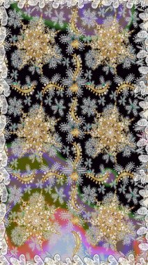 Klasik raster sarısı, kusursuz desen. Klasik klasik klasik arka plan. Geleneksel oryantasyon süsü. Gri renklerde, altın elementlerle kusursuz desen.