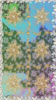 Tarafsız renklerde ve altın elementlerle geleneksel klasik altın raster deseni. Barok tarzında kusursuz bir doğulu süsü..