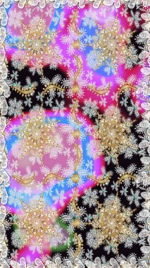 Tarafsız renklerde desen. Kına dövmeli süs çiçekleri, altın çıkartmalar, mehndi ve yoga tasarımı, kartlar ve parmak izleri. Raster altın mehndi kusursuz desen.