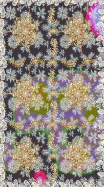 Geleneksel oryantasyon süsü. Gri renklerde, altın elementlerle kusursuz desen. Klasik klasik klasik arka plan. Kusursuz klasik raster altın desenli.