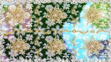 Tarafsız renklerde altın tekrarlayan elementlerle soyut arkaplan. Kusursuz oryantal klasik altın desen.