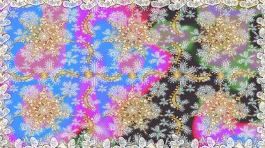 Raster oryantal süs. Gri renkli ve altın elementli altın desenli. Kusursuz altın desen.